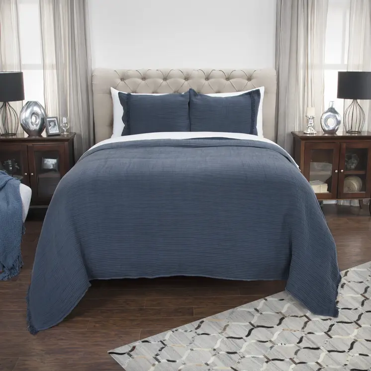 Indigo Checkered King Quilt