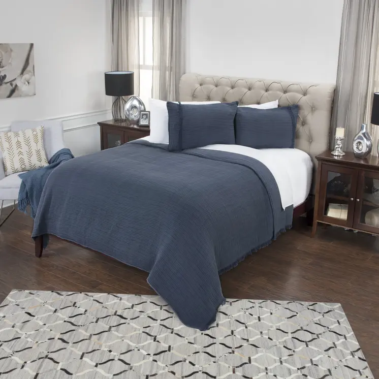 Indigo Checkered King Quilt