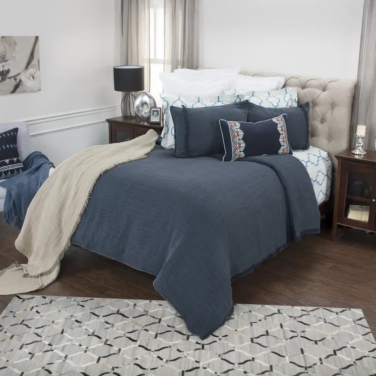 Indigo Checkered Queen Quilt