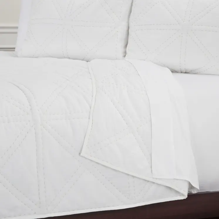 White Geometric King Quilt