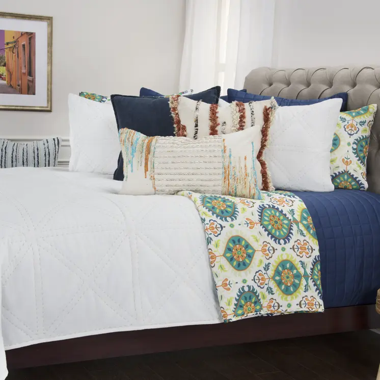 White Geometric King Quilt