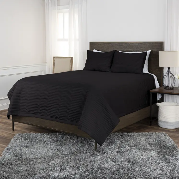 Black Geometric Queen Quilt