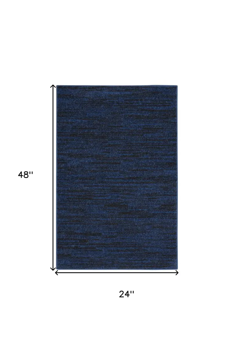 2' X 4' Midnight Blue Stain Resistant Indoor Outdoor Area Rug