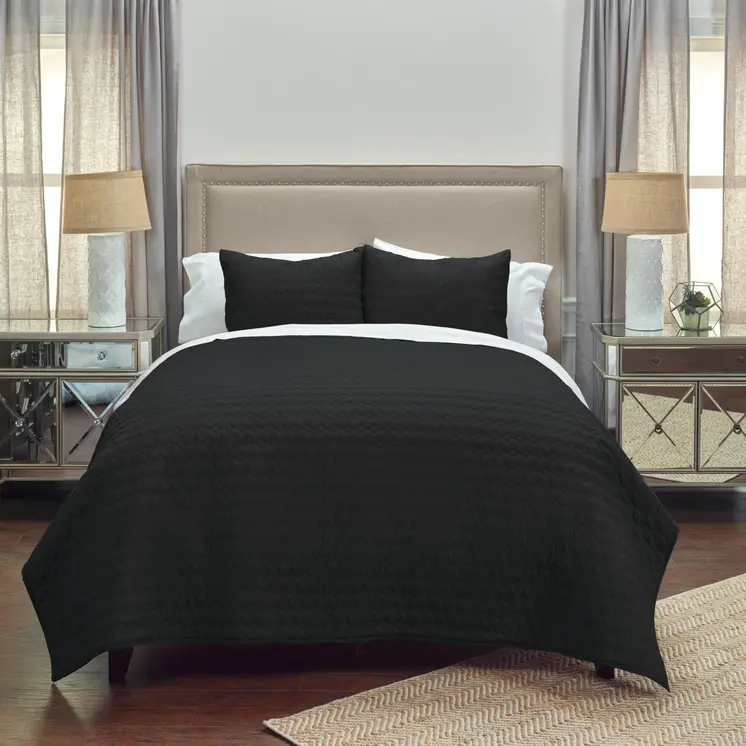 Black Geometric Twin Quilt