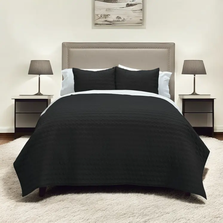 Black Geometric Twin Quilt