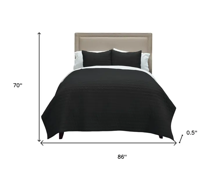 Black Geometric Twin Quilt