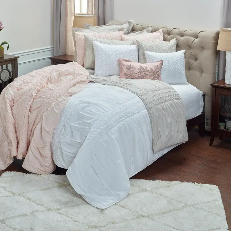 Pink Geometric King Quilt