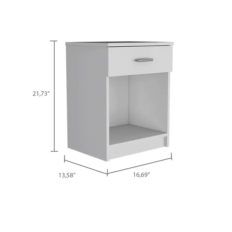 22" White Wood One Drawer Nightstand