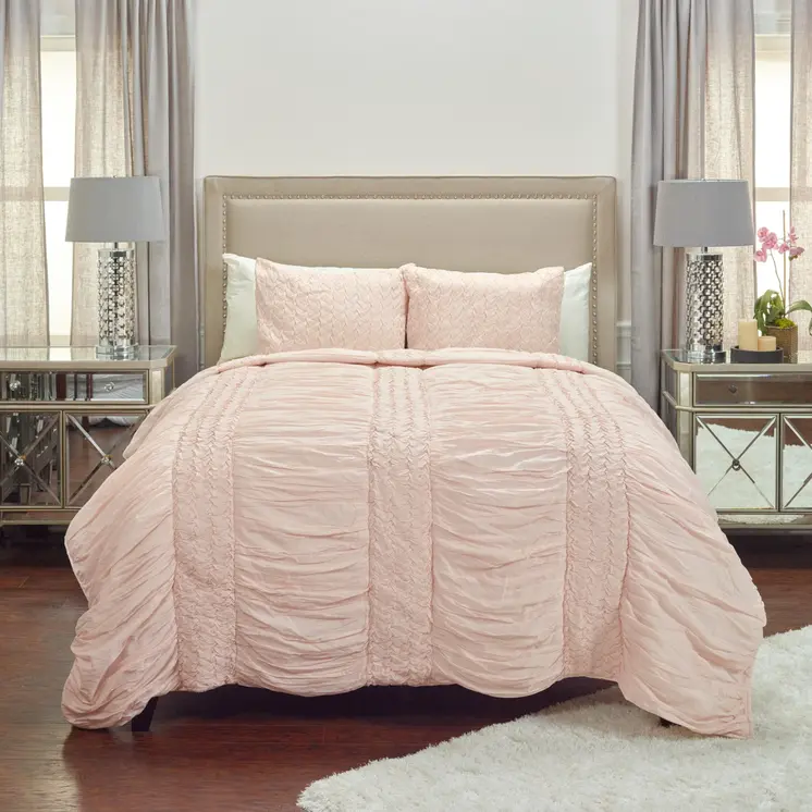 Pink Geometric Queen Quilt