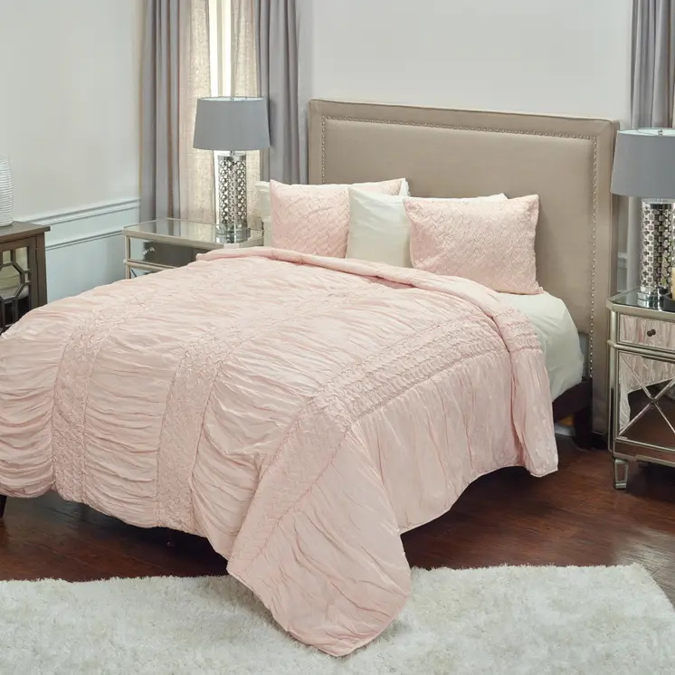 Pink Geometric Queen Quilt