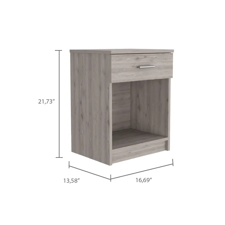 22" Light Gray Wood One Drawer Nightstand