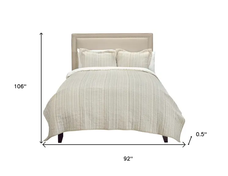 Brown And Ivory Striped King Quilt