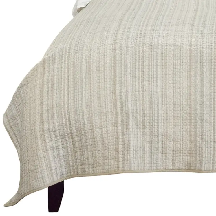Brown And Ivory Striped Queen Quilt