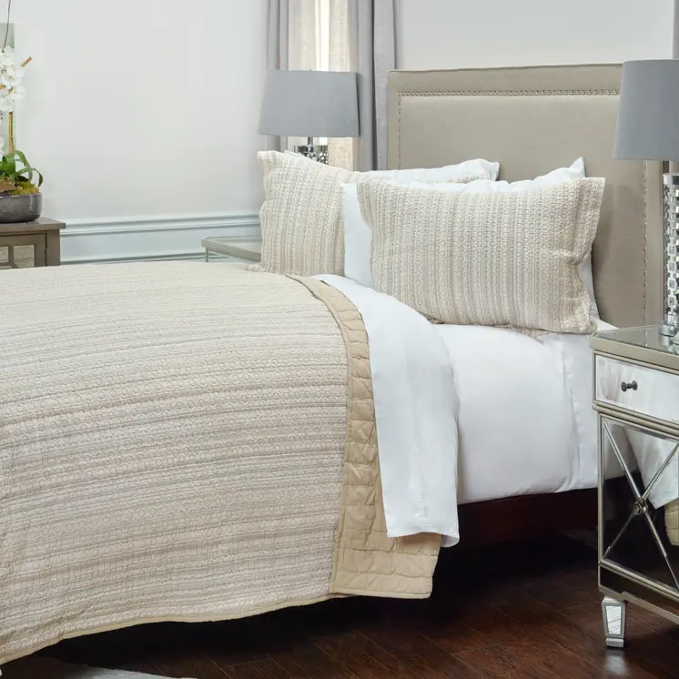 Brown And Ivory Striped Queen Quilt