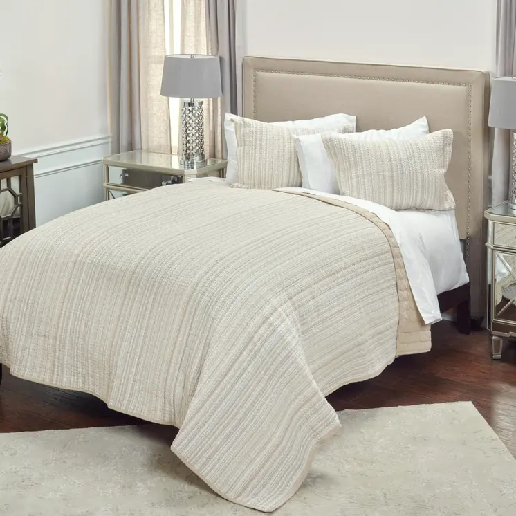 Brown And Ivory Striped Queen Quilt