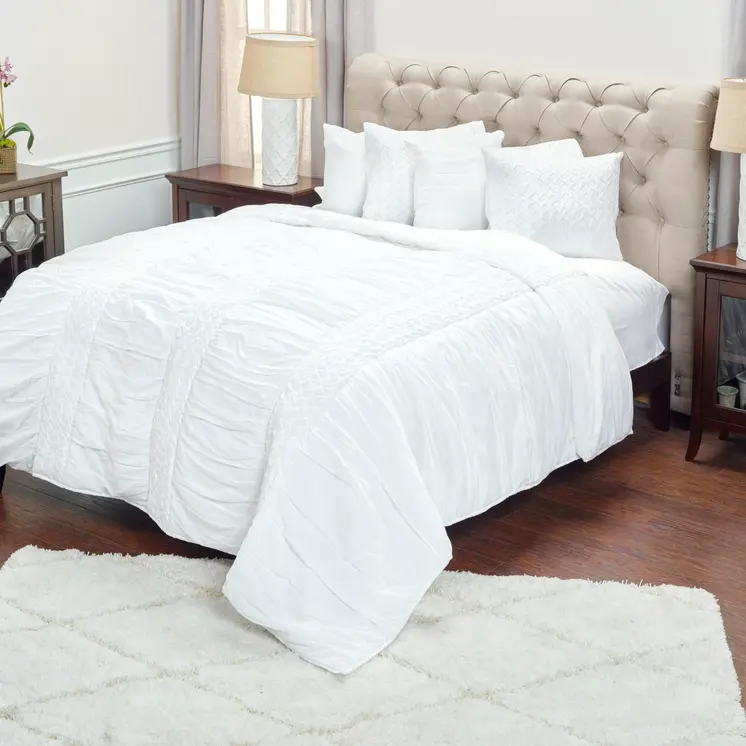 White Geometric King Quilt