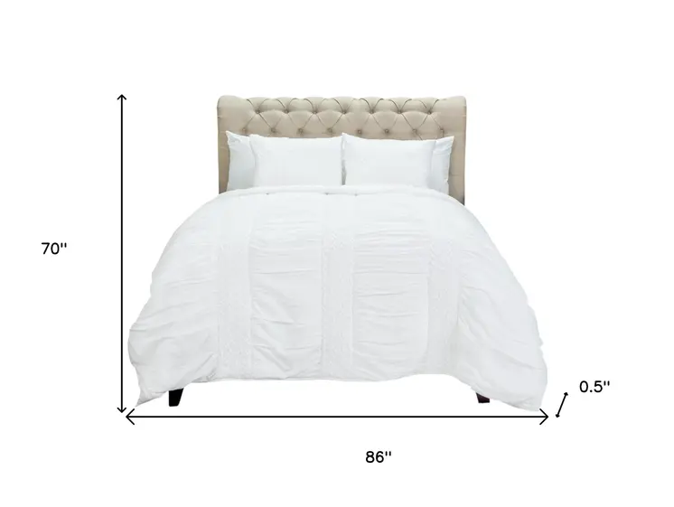White Geometric Twin Quilt