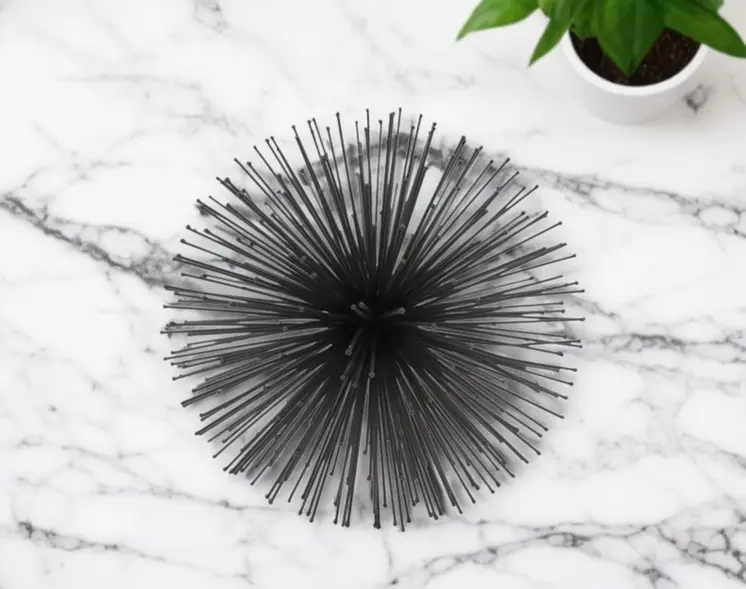 8" Black Iron Decorative Orb Tabletop Sculpture