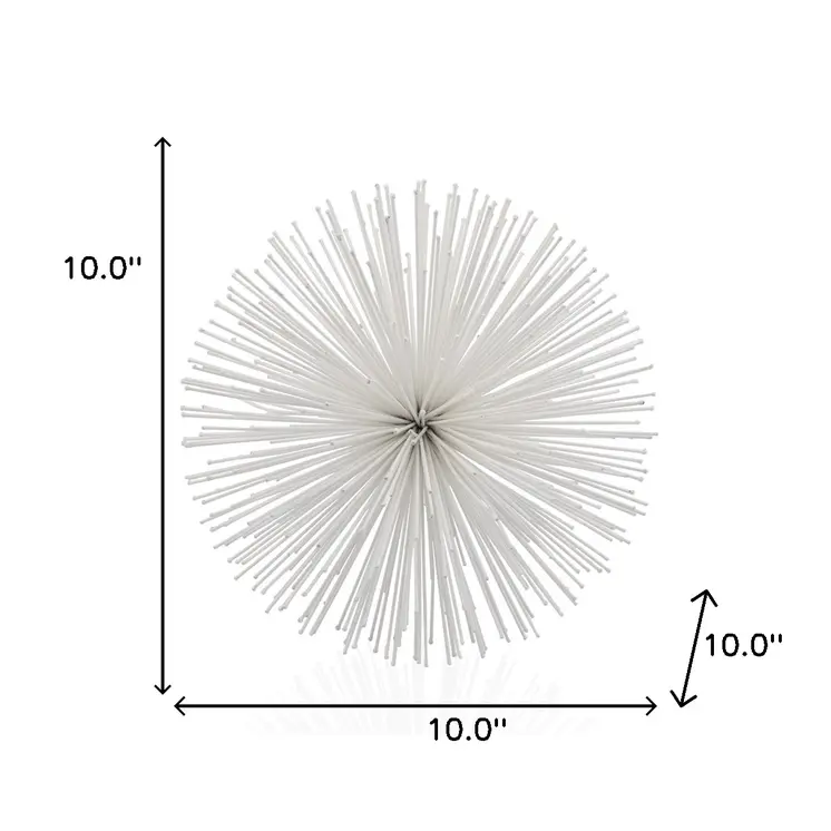 10" White Iron Decorative Orb Tabletop Sculpture