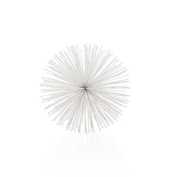 8" White Iron Decorative Orb Tabletop Sculpture