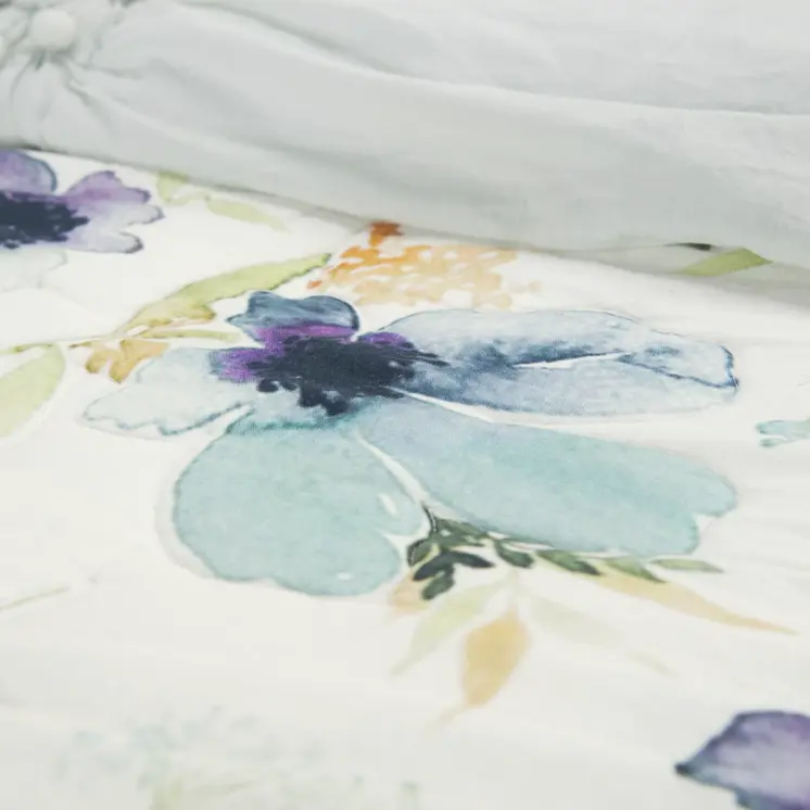 Set of Two Blue And Green Floral Twin Extra Long Quilt
