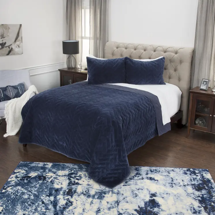 Indigo Geometric Queen Quilt