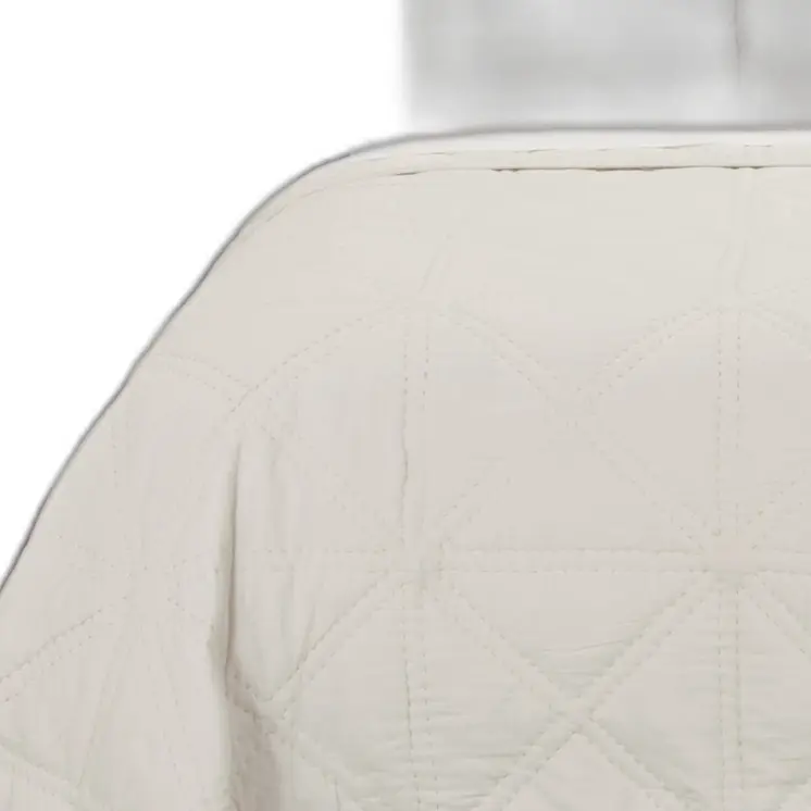 Set of Two Ivory Geometric Twin Extra Long Quilt