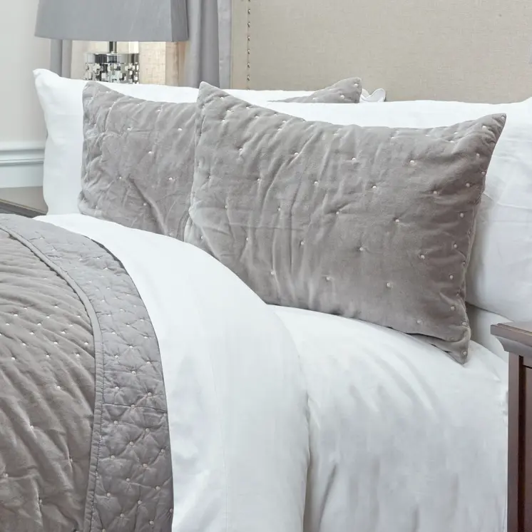 Gray Polka Dots Queen Quilt