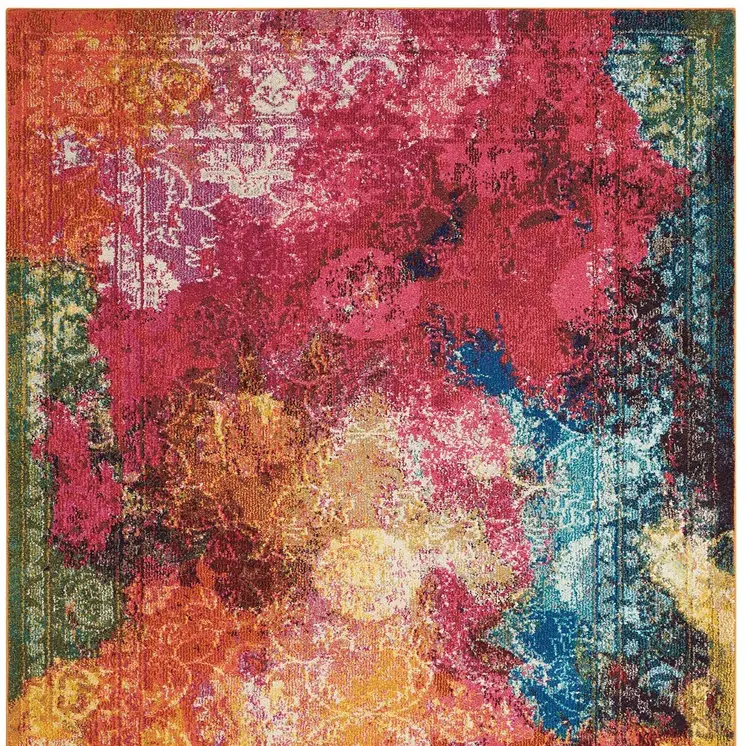 5' X 7' Seaglass Abstract Power Loom Non Skid Area Rug