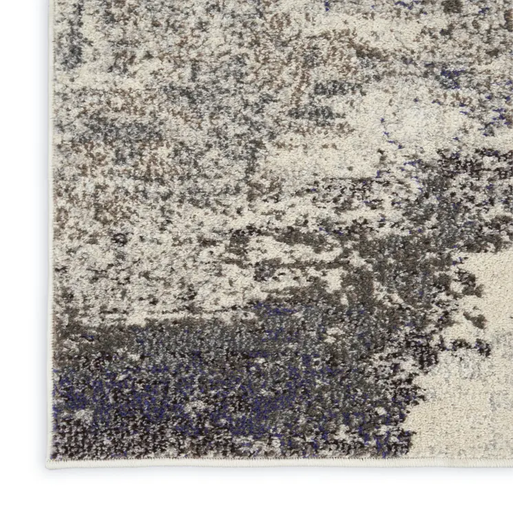 2' X 4' Ivory And Grey Abstract Power Loom Non Skid Area Rug