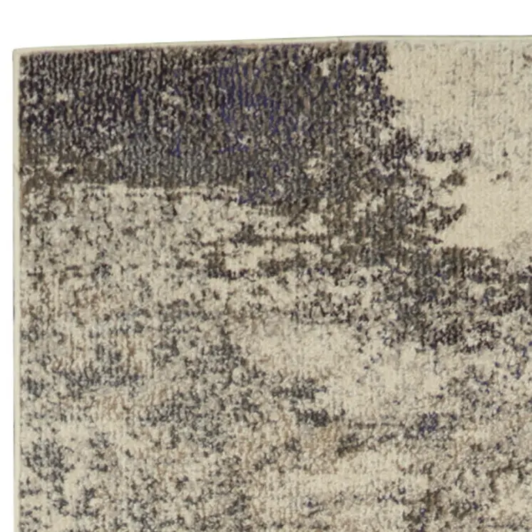 2' X 8' Ivory And Grey Abstract Power Loom Non Skid Runner Rug
