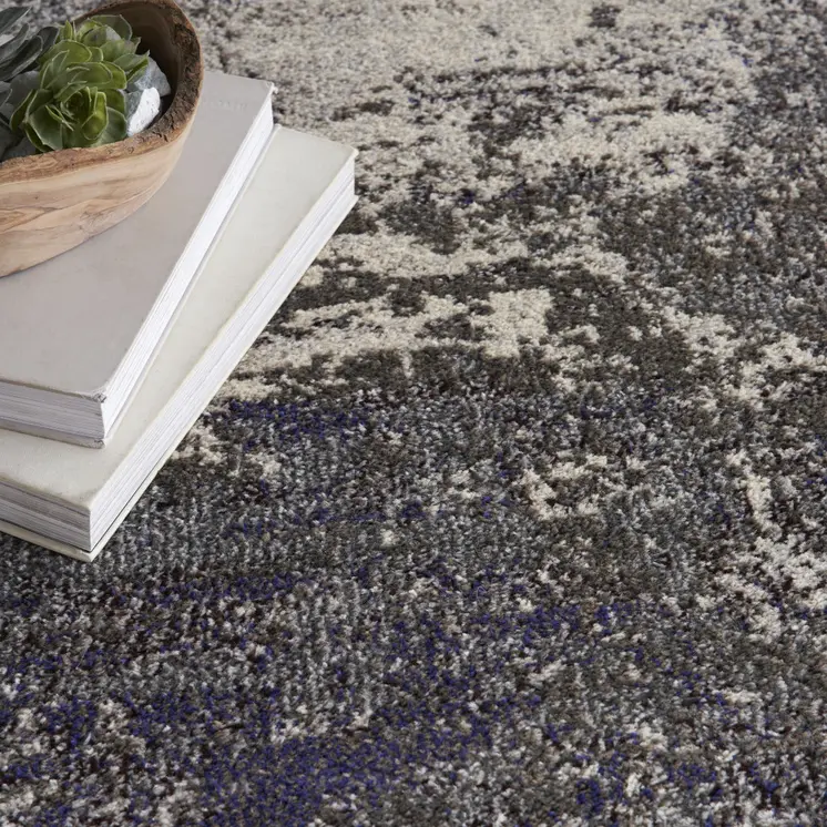 5' X 7' Ivory And Grey Abstract Power Loom Non Skid Area Rug