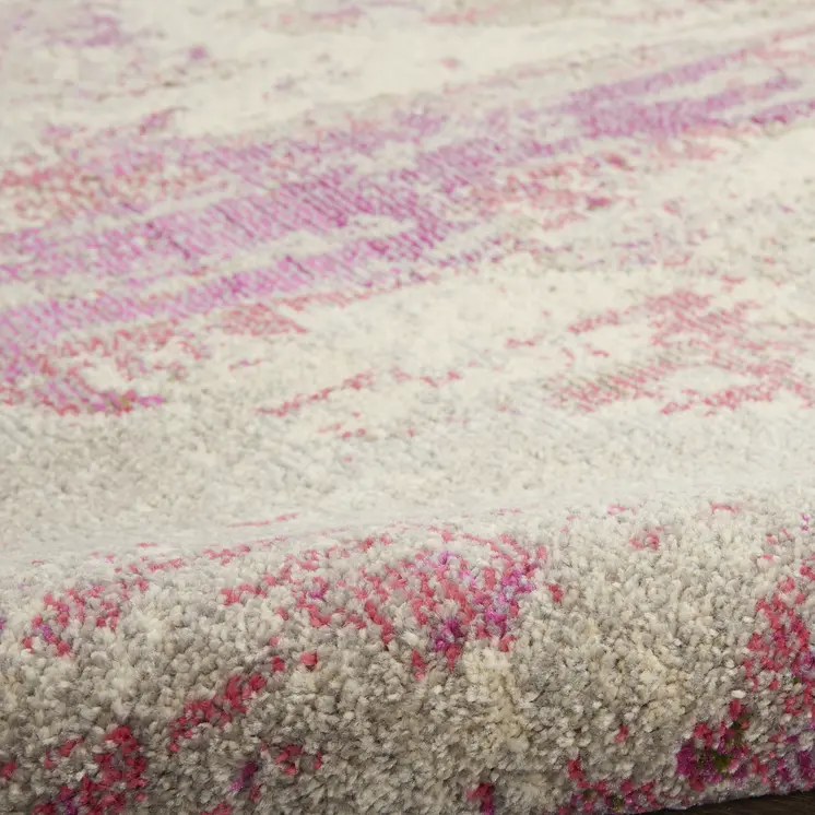 2' X 4' Ivory And Pink Abstract Power Loom Non Skid Area Rug