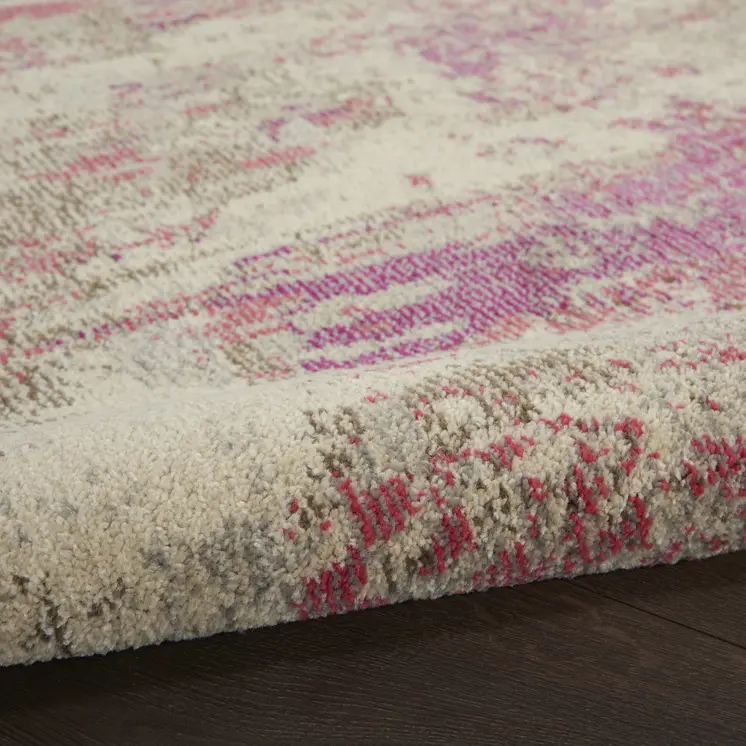 4' X 6' Ivory And Pink Abstract Power Loom Non Skid Area Rug