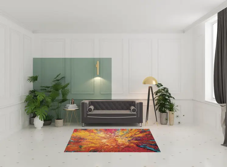 5' X 7' Cayenne Abstract Power Loom Non Skid Area Rug
