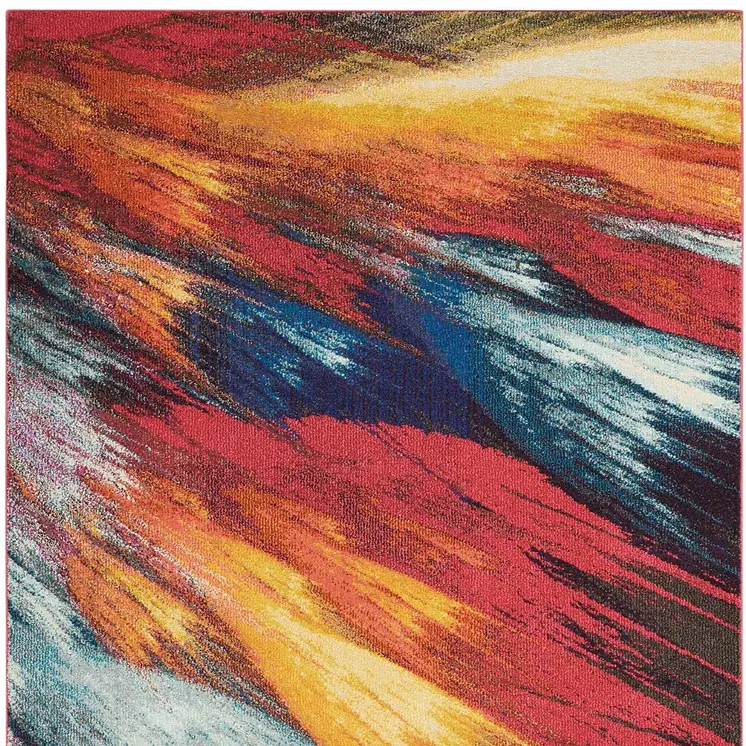4' X 6' Burst Abstract Power Loom Non Skid Area Rug