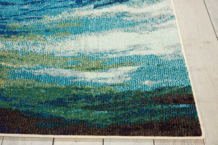 5' X 7' Wave Abstract Power Loom Non Skid Area Rug