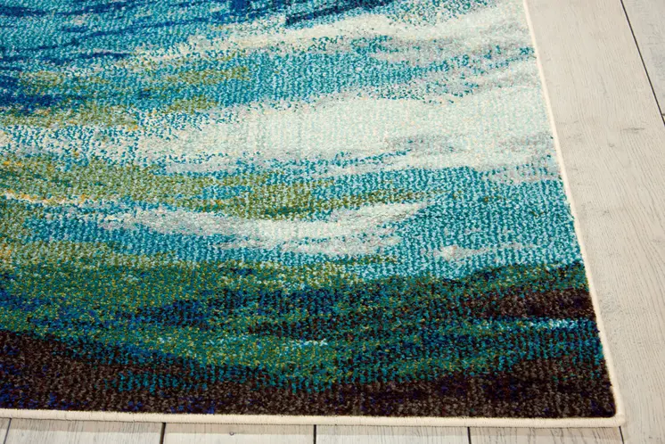 5' X 7' Wave Abstract Power Loom Non Skid Area Rug