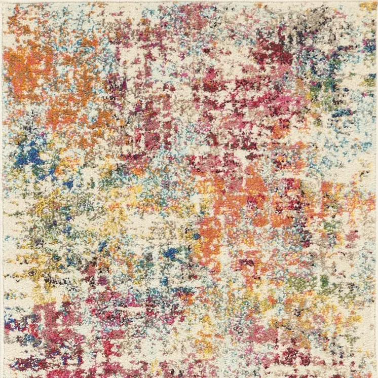 2' X 8' Pink Abstract Power Loom Distressed Non Skid Runner Rug