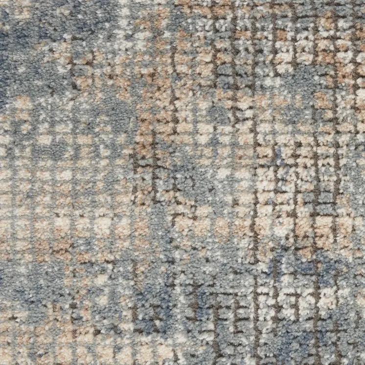 3' X 5' Blue And Beige Abstract Power Loom Distressed Non Skid Area Rug