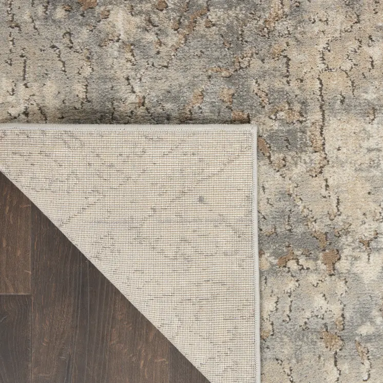 3' X 5' Beige And Grey Abstract Power Loom Non Skid Area Rug