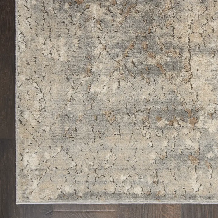 3' X 5' Beige And Grey Abstract Power Loom Non Skid Area Rug