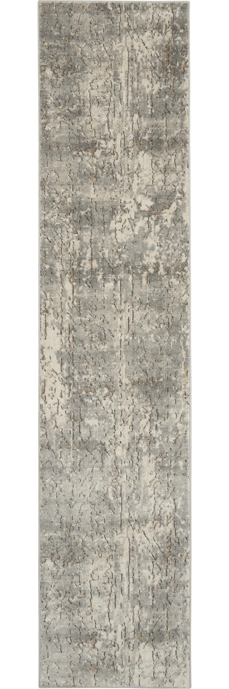 2' X 8' Beige And Grey Abstract Power Loom Non Skid Runner Rug