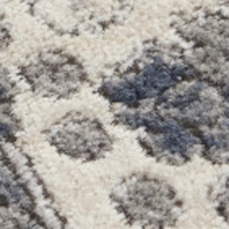 4' Grey And Ivory Round Oriental Power Loom Non Skid Area Rug