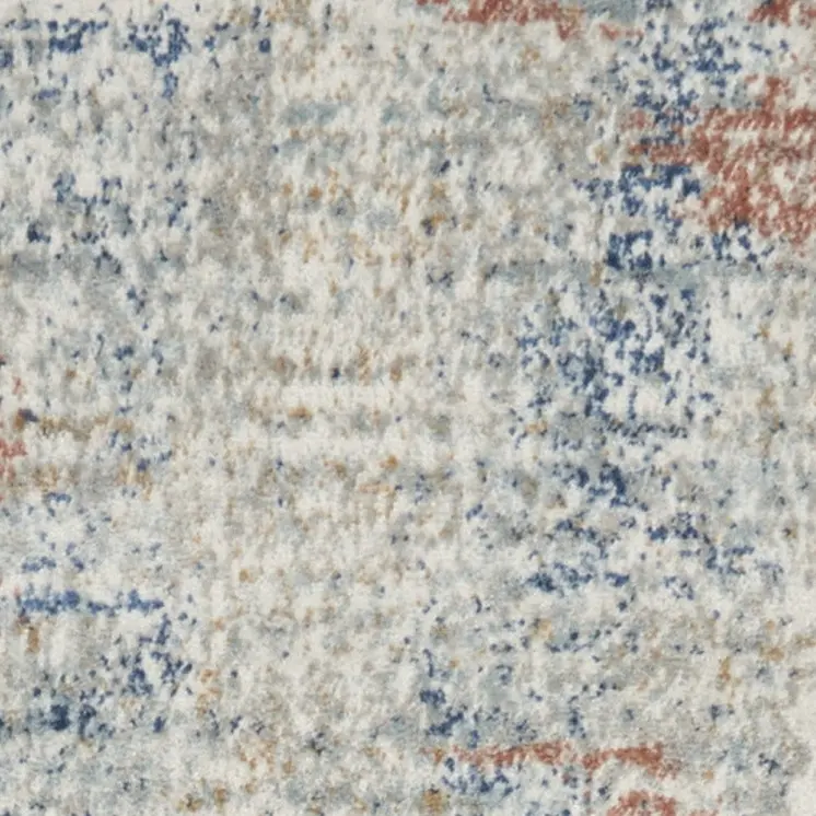 2' X 8' Ivory Abstract Power Loom Distressed Non Skid Runner Rug
