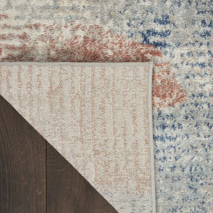 3' X 5' Ivory Abstract Power Loom Distressed Non Skid Area Rug