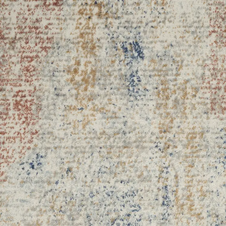 3' X 5' Ivory Abstract Power Loom Distressed Non Skid Area Rug