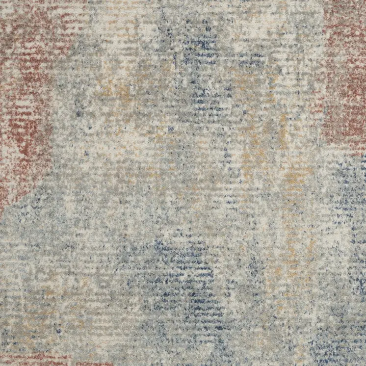 4' X 6' Ivory Abstract Power Loom Distressed Non Skid Area Rug
