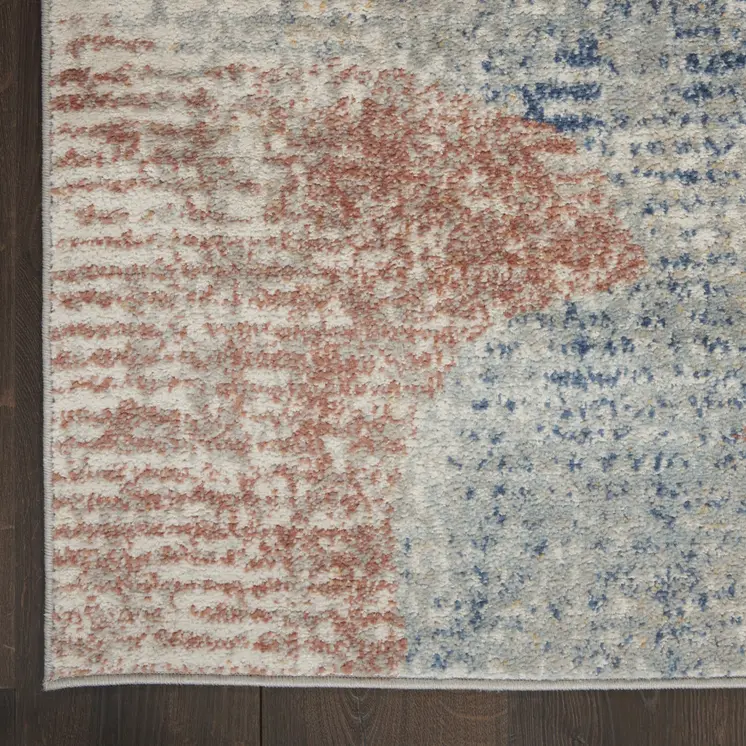 4' X 6' Ivory Abstract Power Loom Distressed Non Skid Area Rug