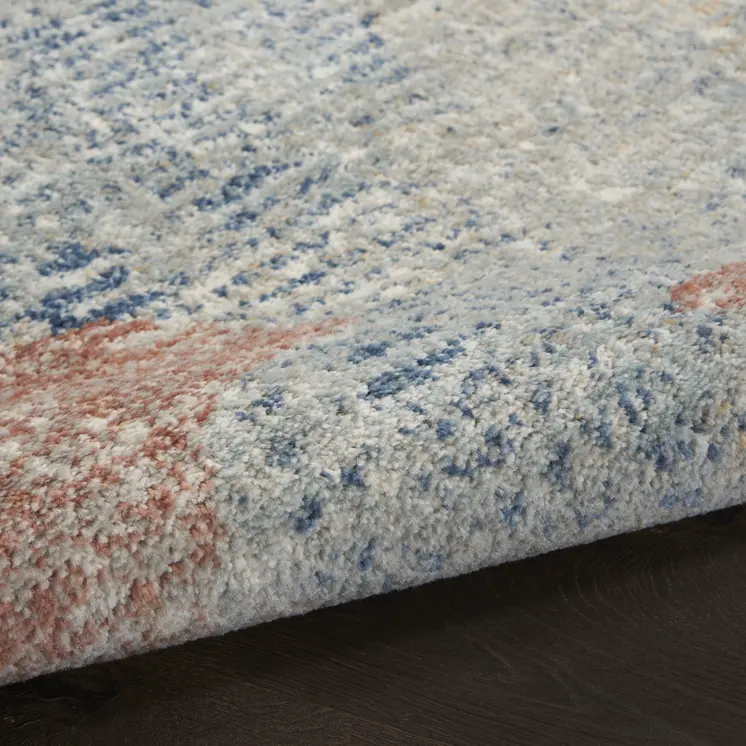 5' X 7' Ivory Abstract Power Loom Distressed Non Skid Area Rug